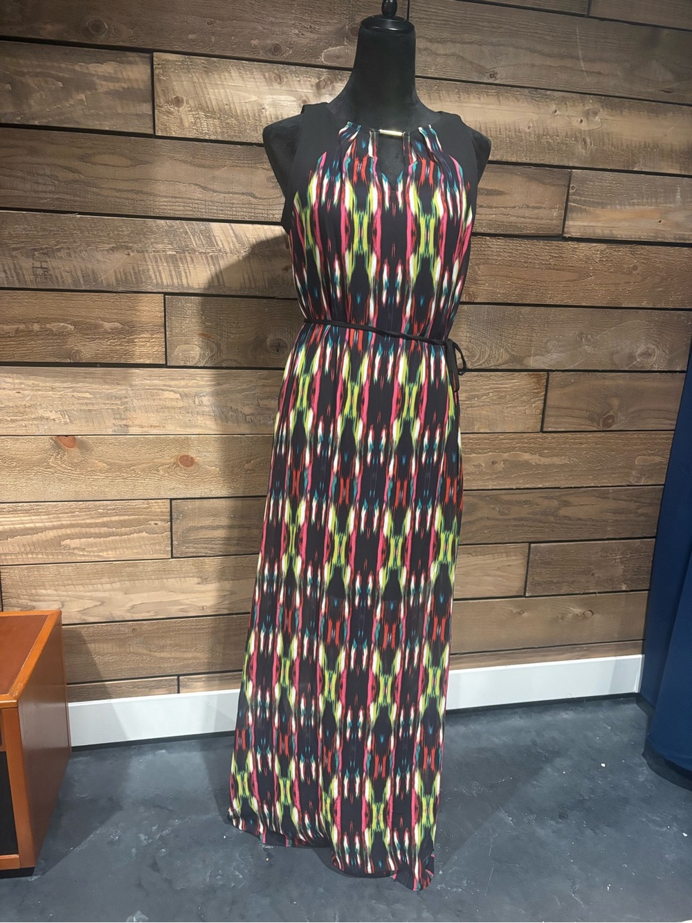 London Times Black Multicolor Sleeveless Printed Maxi Dress